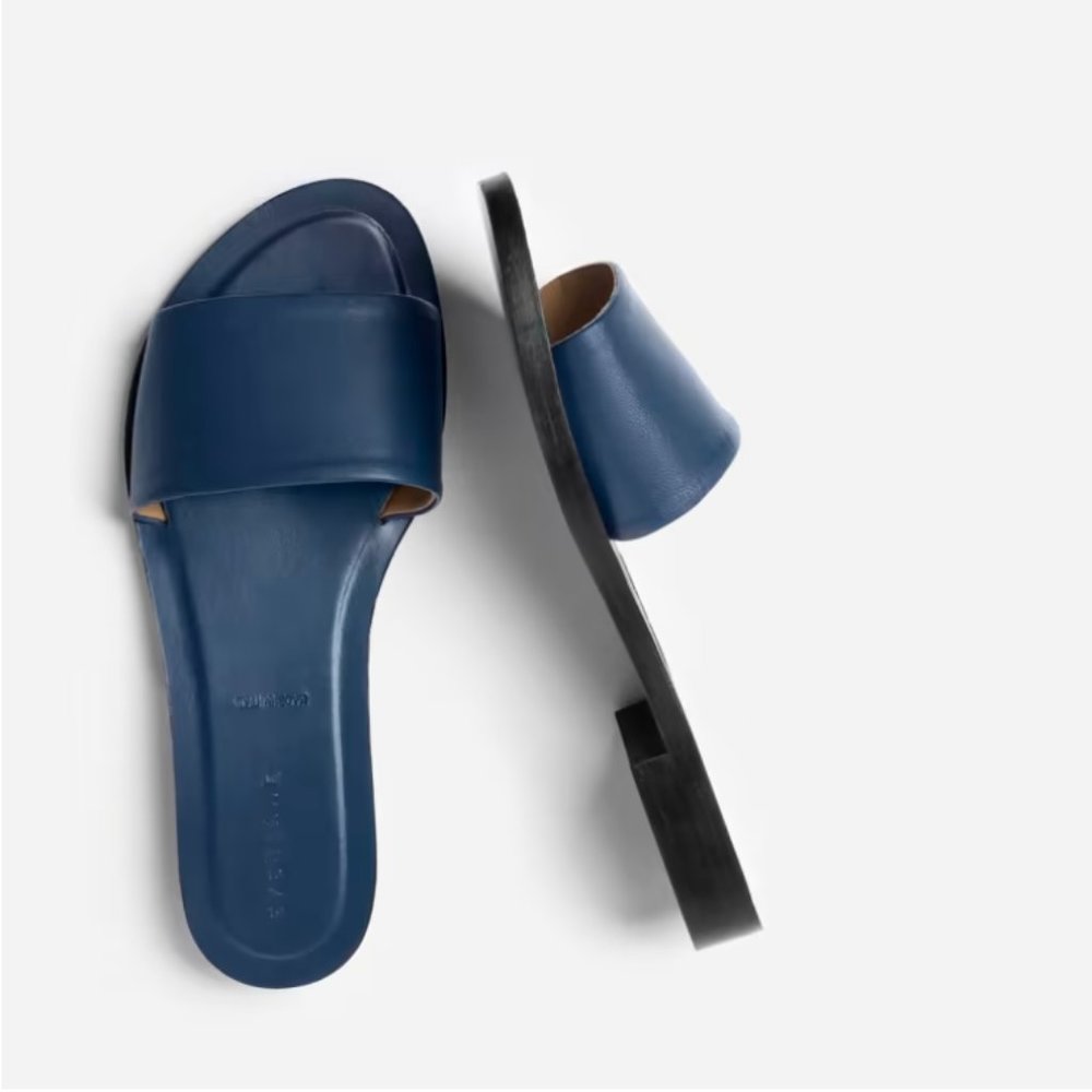 Everlane The Slide Sandal in Bright Navy Leather size 9